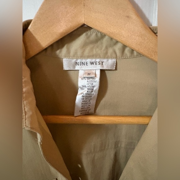 Y2K Vintage Y2K Utility Cargo Beige Lace-Up Safari Shirt Nine West Medium - Picture 3 of 6